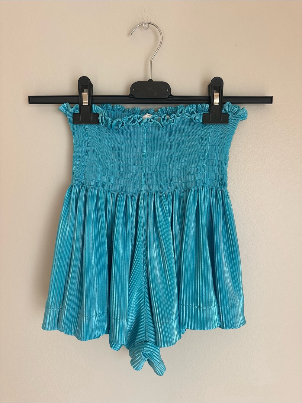 Queen Of Sparkles Aqua Blue Smocked Pleat Swing Shorts, Girls XL
